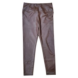 BAGATELLE Pants Womens Large Cognac Brown Faux Leather Jogger Slip-On Tapered